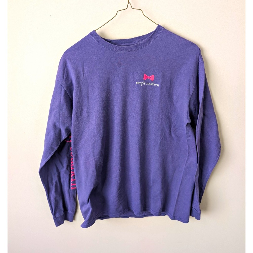 Simply Southern Mens Purple Long Sleeve Graphic T-Shirt Hope Awareness Large